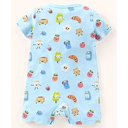 Babyhug 100% Cotton Half Sleeves Romper Bread Print - Blue