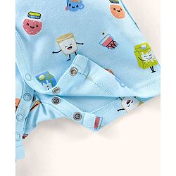 Babyhug 100% Cotton Half Sleeves Romper Bread Print - Blue