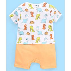 Babyhug 100% Cotton Half Sleeves Romper Dino Print - Multicolor