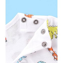 Babyhug 100% Cotton Half Sleeves Romper Dino Print - Multicolor