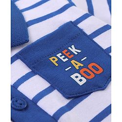 Babyhug 100% Cotton Half Sleeves Stripe Romper - Blue