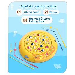 Babyhug Musical Fish Catching Game With Rotating Board 21 Fishes - Multicolour