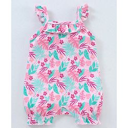 Babyhug 100% Cotton Sleeveless Romper Floral Print - Pink