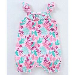Babyhug 100% Cotton Sleeveless Romper Floral Print - Pink