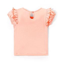Babyhug 100% Cotton Half Sleeves Top & Skirt with Frill Detailing Zebra Print - Peach & Orange