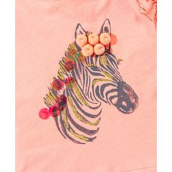 Babyhug 100% Cotton Half Sleeves Top & Skirt with Frill Detailing Zebra Print - Peach & Orange