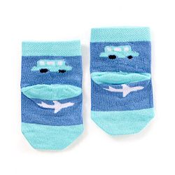 Cute Walk by Babyhug Non Terry Cotton Knit Ankle Length Anti Bacterial Socks Car Design Pack of 3 - Multicolour