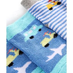 Cute Walk by Babyhug Non Terry Cotton Knit Ankle Length Anti Bacterial Socks Car Design Pack of 3 - Multicolour
