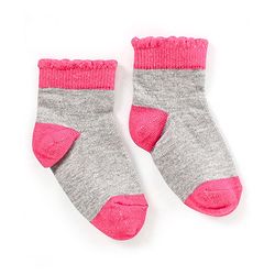 Cute Walk by Babyhug Non Terry Cotton Knit Ankle Length Anti Bacterial Socks Striped Pack of 3 - Yellow & Grey