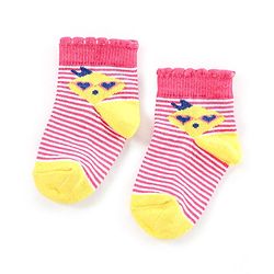 Cute Walk by Babyhug Non Terry Cotton Knit Ankle Length Anti Bacterial Socks Striped Pack of 3 - Yellow & Grey
