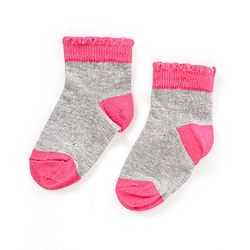 Cute Walk by Babyhug Non Terry Cotton Knit Ankle Length Anti Bacterial Socks Striped Pack of 3 - Yellow & Grey