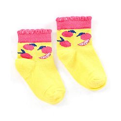 Cute Walk by Babyhug Non Terry Cotton Knit Ankle Length Anti Bacterial Socks Striped Pack of 3 - Yellow & Grey