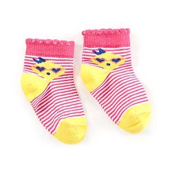 Cute Walk by Babyhug Non Terry Cotton Knit Ankle Length Anti Bacterial Socks Striped Pack of 3 - Yellow & Grey