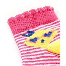 Cute Walk by Babyhug Non Terry Cotton Knit Ankle Length Anti Bacterial Socks Striped Pack of 3 - Yellow & Grey