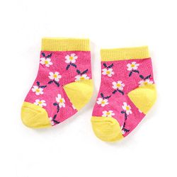 Cute Walk by Babyhug Non Terry Cotton Knit Ankle Length Anti Bacterial Socks Polka Dot Design Pack of 3 - Pink & Black