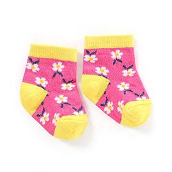 Cute Walk by Babyhug Non Terry Cotton Knit Ankle Length Anti Bacterial Socks Polka Dot Design Pack of 3 - Pink & Black