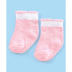 Cute Walk by Babyhug Non Terry Cotton Knit Ankle Length Anti Bacterial Socks Floral Design Pack of 3 - Pink & Purple