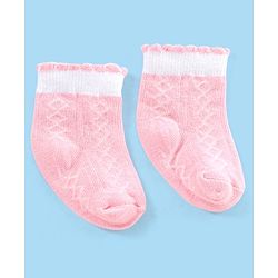 Cute Walk by Babyhug Non Terry Cotton Knit Ankle Length Anti Bacterial Socks Floral Design Pack of 3 - Pink & Purple