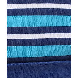 Babyhug 100% Cotton Striped Cap Mittens & Booties Navy Blue - Diameter 11 cm