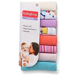 Babyhug Knit Wash Cloth Printed Pack of 8 (Color And Print May Vary)