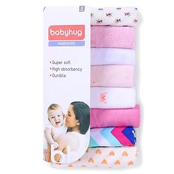 Babyhug Knit Wash Cloth Pack of 8 (Color And Print May Vary)