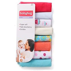 Babyhug Knit Wash Cloth Pack of 8 (Color And Print May Vary)