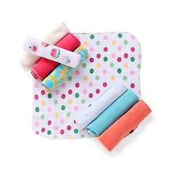 Babyhug Knit Wash Cloth Pack of 8 (Color And Print May Vary)