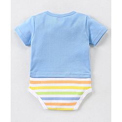 Babyhug 100% Cotton Knit Half Sleeves Onesie Cookie Print - Blue