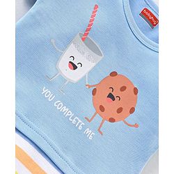 Babyhug 100% Cotton Knit Half Sleeves Onesie Cookie Print - Blue