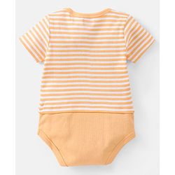 Babyhug 100% Cotton Half Sleeves Onesie Dino Print - Yellow