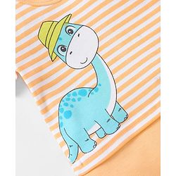 Babyhug 100% Cotton Half Sleeves Onesie Dino Print - Yellow
