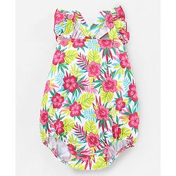 Babyhug 100% Cotton Sleeveless Onesie Floral Print - Multicolour