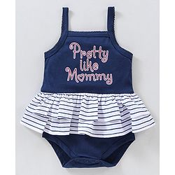 Babyhug 100% Cotton Sleeveless Onesie Text Print - Navy