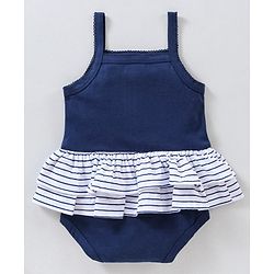 Babyhug 100% Cotton Sleeveless Onesie Text Print - Navy