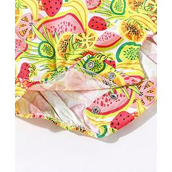 Babyhug 100% Cotton Sleeveless Fruits Printed Onesie - Green Pink & Red