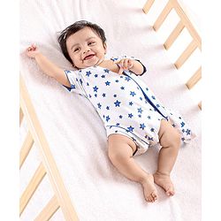 Babyhug 100% Cotton Knit Wrap Style Onesie Stars Print - White