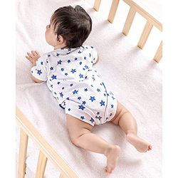 Babyhug 100% Cotton Knit Wrap Style Onesie Stars Print - White
