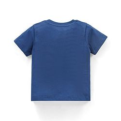 Babyhug Cotton Knit Half Sleeves Night Suit Fox Print - Navy Blue