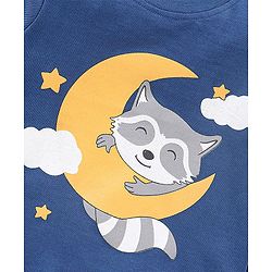 Babyhug Cotton Knit Half Sleeves Night Suit Fox Print - Navy Blue