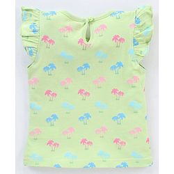 Babyhug Cotton Half Sleeves T-Shirt Tropical Graphic Print & Frill Detailing Pack of 3 - Green White & Pink