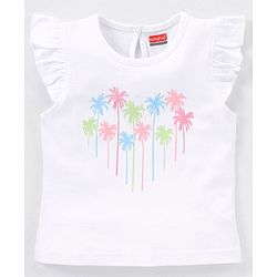 Babyhug Cotton Half Sleeves T-Shirt Tropical Graphic Print & Frill Detailing Pack of 3 - Green White & Pink