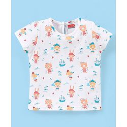 Babyhug 100% Cotton Half Sleeves  Pirate Themed Tee Pack of 3 - Red & White