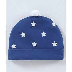 Babyhug 100% Cotton Cap Star Print Blue - Diameter 9 cm