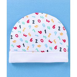 Babyhug 100% Cotton Cap Number Print White- Diameter 9.5 cm