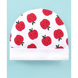 Babyhug 100% Cotton Apple Print Cap - White