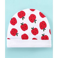Babyhug 100% Cotton Apple Print Cap - White