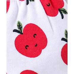 Babyhug 100% Cotton Mittens & Booties Set Apple Print - White & Red