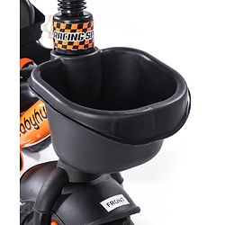 Babyhug Plug & Play Black Hawk Tricycle With Parental Push Handle & Storage Basket - Tiger Orange