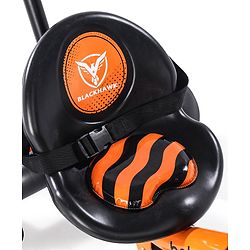 Babyhug Plug & Play Black Hawk Tricycle With Parental Push Handle & Storage Basket - Tiger Orange