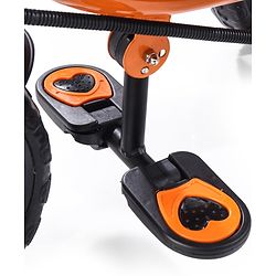 Babyhug Plug & Play Black Hawk Tricycle With Parental Push Handle & Storage Basket - Tiger Orange